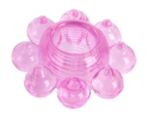 Розовое гелевое эрекционное кольцо-цветок - Toyfa Basic - в Петрозаводске купить с доставкой