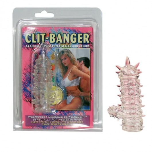 Прозрачная насадка с шипами и клиторальной шишечкой CLIT-BANGER SLEEVE IN CLEAR - Tonga - в Петрозаводске купить с доставкой