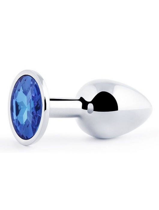 Анальное украшение BUTT PLUG  Small с синим кристаллом - 7 см. - Anal Jewelry Plug - купить с доставкой в Петрозаводске
