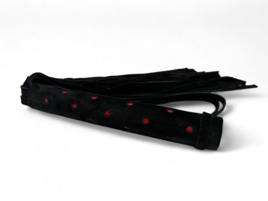 Черная замшевая плеть с красными точками на рукояти Red dot Princess - 43 см. - БДСМ Арсенал - купить с доставкой в Петрозаводске