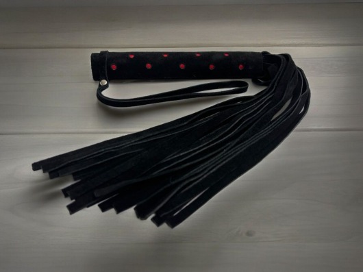 Черная замшевая плеть с красными точками на рукояти Red dot Princess - 43 см. - БДСМ Арсенал - купить с доставкой в Петрозаводске