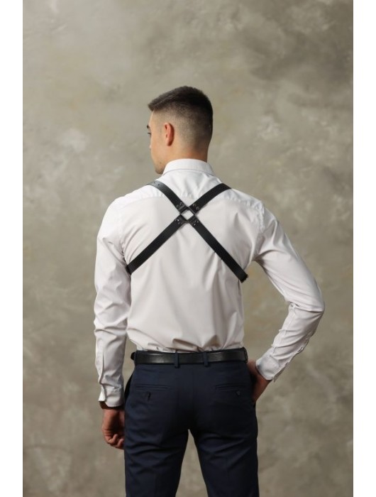 Черная мужская кожаная портупея №4 - БДСМ Арсенал - купить с доставкой в Петрозаводске