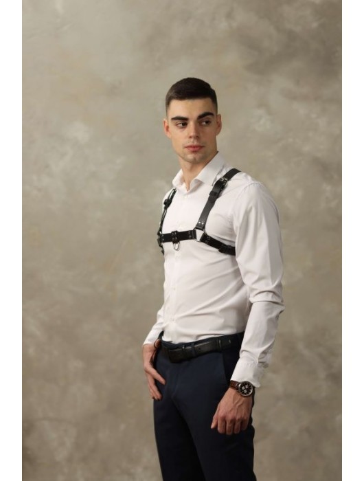 Черная мужская кожаная портупея №4 - БДСМ Арсенал - купить с доставкой в Петрозаводске