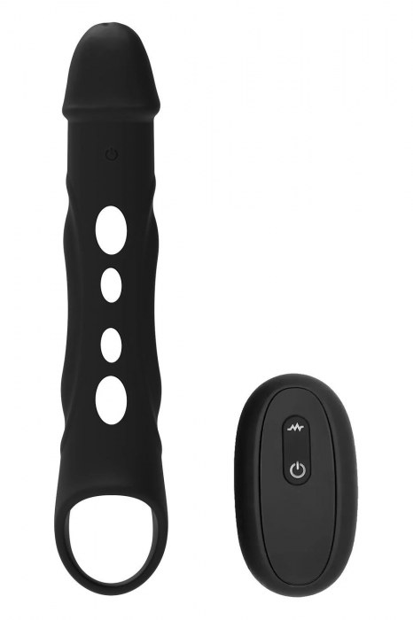 Черная насадка-удлинитель Vibrating Extender With Remote с вибрацией - Dream Toys - в Петрозаводске купить с доставкой