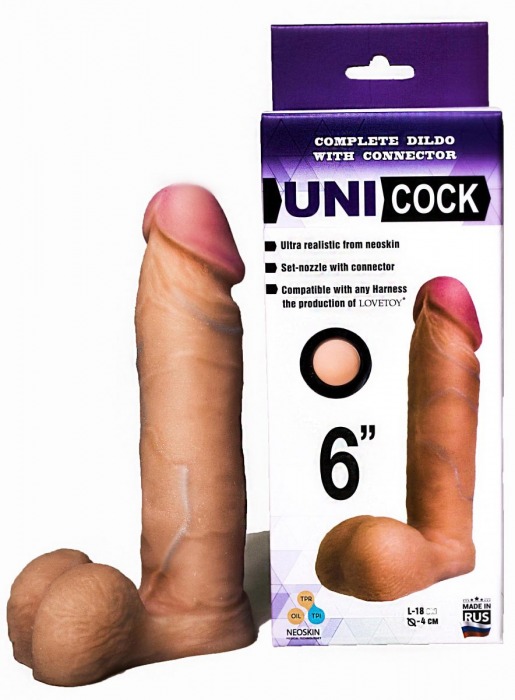 Насадка для страпона фаллической формы UNICOCK 6  - 18 см. - LOVETOY (А-Полимер) - купить с доставкой в Петрозаводске