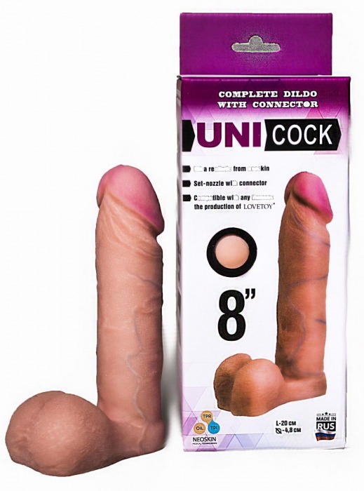 Фаллическая насадка для страпона UNICOCK 8  - 20 см. - LOVETOY (А-Полимер) - купить с доставкой в Петрозаводске
