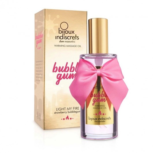 Разогревающее массажное масло Light My Fire Bubble Gum с ароматом бабл-гам - 100 мл. - Bijoux Indiscrets - купить с доставкой в Петрозаводске