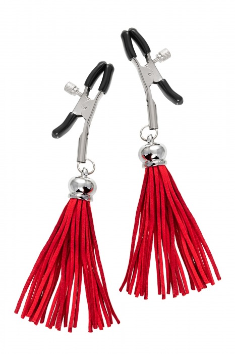 Зажимы на соски «Прищепки» с красными кисточками из замши - Pecado - купить с доставкой в Петрозаводске