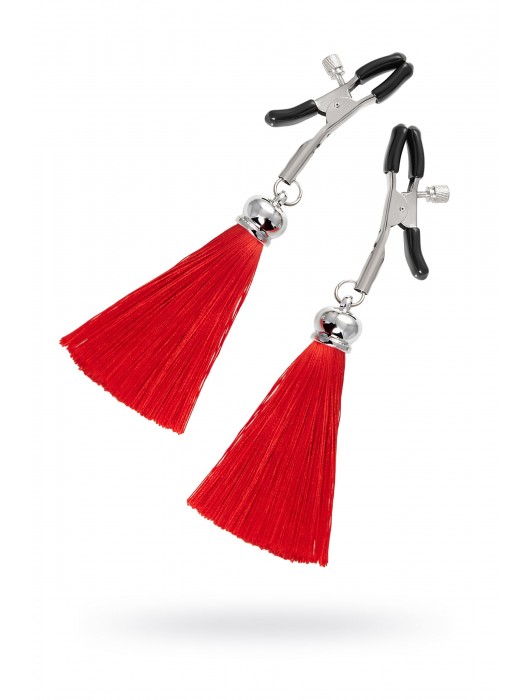 Зажимы на соски «Прищепки» с красными кисточками из шелка - Pecado - купить с доставкой в Петрозаводске