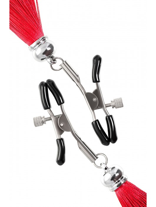 Зажимы на соски «Прищепки» с красными кисточками из шелка - Pecado - купить с доставкой в Петрозаводске