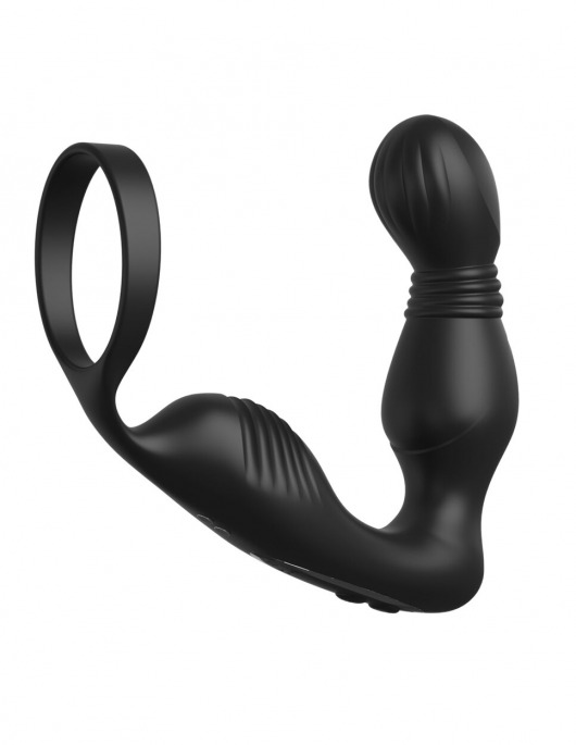 Черный вибростимулятор простаты с эрекционным кольцом Ass-Gasm Pro P-Spot Milker - Pipedream - в Петрозаводске купить с доставкой