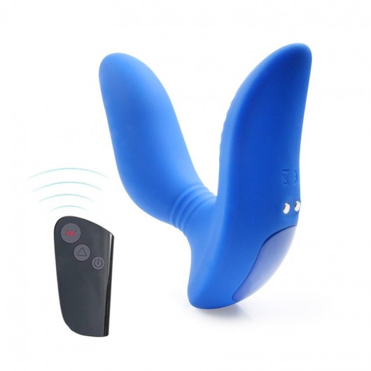 Синий вибромассажер простаты 3,5’’ Remote Control Curve P-spot Massager - 12 см. - Erokay - в Петрозаводске купить с доставкой