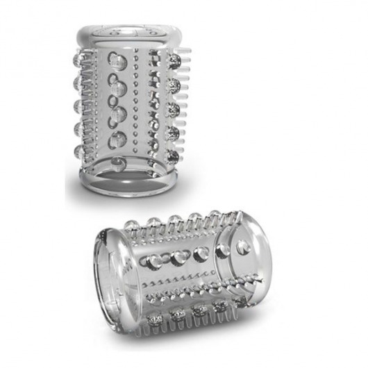Прозрачная насадка с шипами и шишечками STAY HARD COCK SLEEVE 03 CLEAR - Blush Novelties - в Петрозаводске купить с доставкой