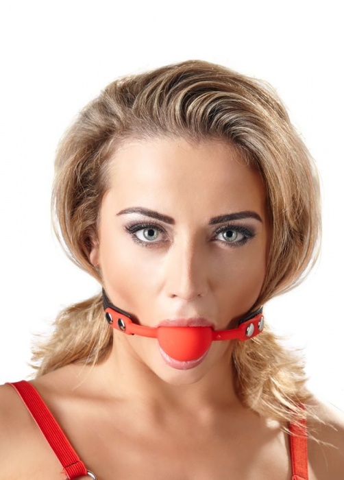 Силиконовый кляп-шар на чёрных ремешках Red Gag silicone - Orion - купить с доставкой в Петрозаводске