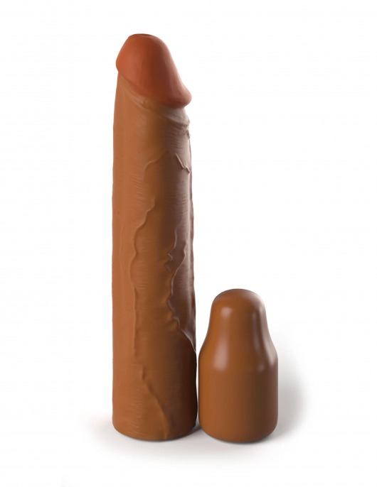 Коричневая насадка на член 2  Silicone X-tension - 20,3 см. - Pipedream - в Петрозаводске купить с доставкой