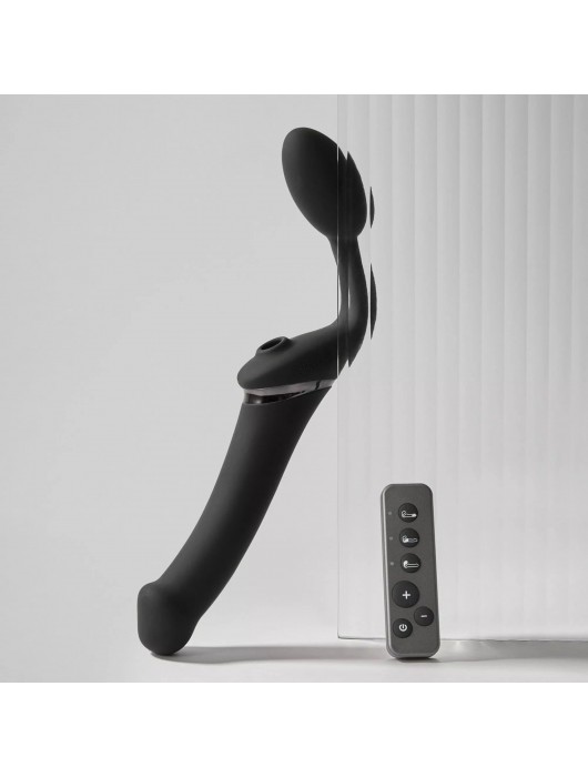 Черный безремневой вибрострапон Strap-On-Me Multi Orgasm Size XL - Strap-on-me - купить с доставкой в Петрозаводске