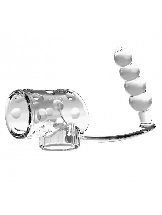 Прозрачная насадка на пенис и мошонку с анальным стимулятором Rilley - Baile - в Петрозаводске купить с доставкой