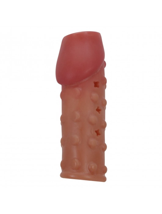Телесная открытая насадка на пенис с бугорками - 19,8 см. - Baile - в Петрозаводске купить с доставкой