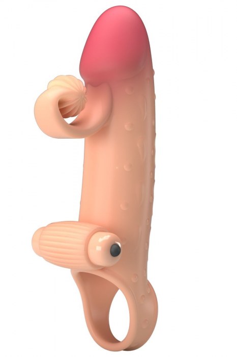 Телесная вибронасадка на пенис с подхватом мошонки - 20 см. - Baile - в Петрозаводске купить с доставкой