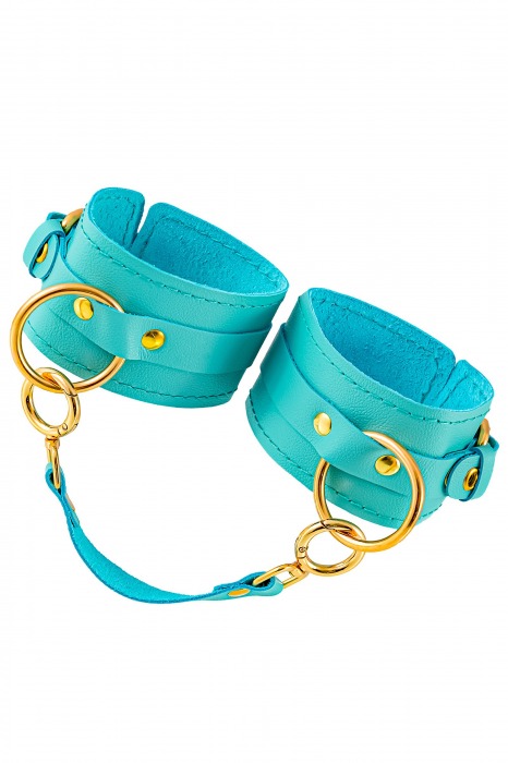 Голубые однослойные кожаные оковы - Pecado - купить с доставкой в Петрозаводске