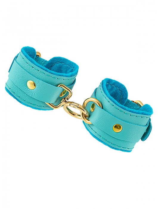 Голубые двуслойные кожаные наручники-браслеты - Pecado - купить с доставкой в Петрозаводске