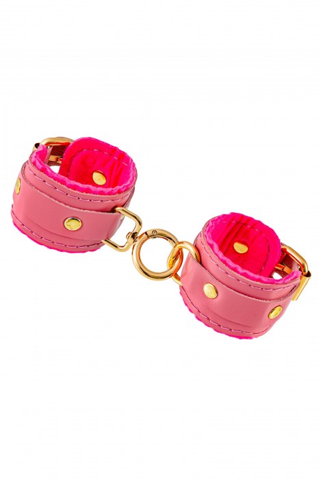 Розовые двуслойные кожаные наручники-браслеты - Pecado - купить с доставкой в Петрозаводске