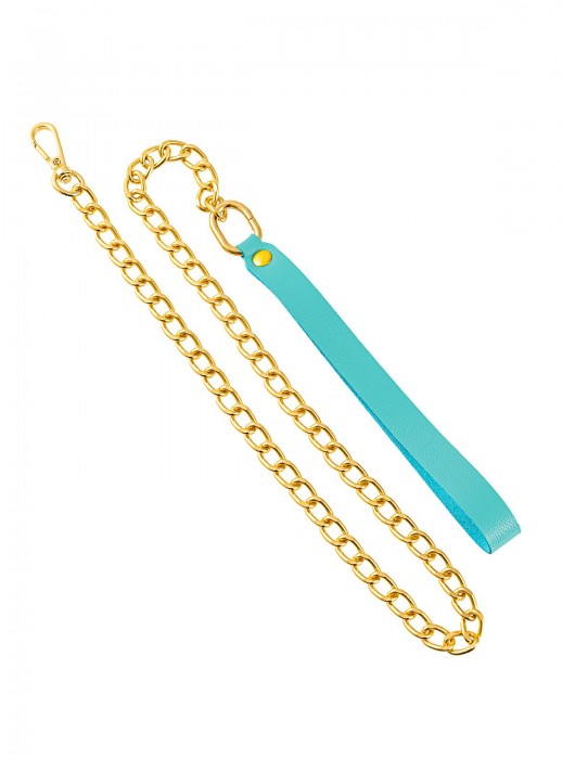 Голубой кожаный поводок с карабином для ошейника - 80 см. - Pecado - купить с доставкой в Петрозаводске