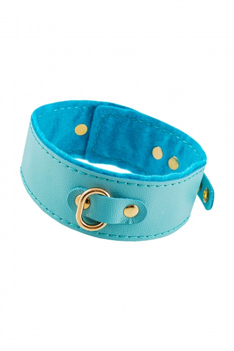 Голубой двуслойный кожаный ошейник с подкладкой из фетра - Pecado - купить с доставкой в Петрозаводске
