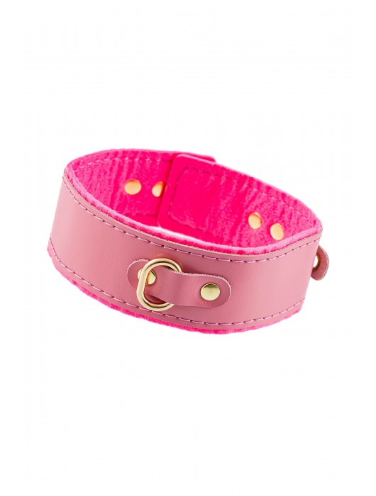 Розовый двуслойный кожаный ошейник с подкладкой из фетра - Pecado - купить с доставкой в Петрозаводске