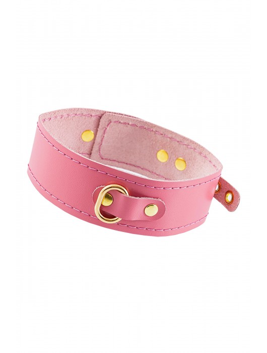 Розовый кожаный однослойный ошейник с прошивкой - Pecado - купить с доставкой в Петрозаводске