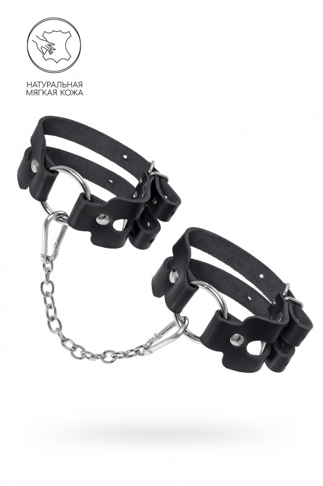 Черные кожаные оковы из двух ремешков - Pecado - купить с доставкой в Петрозаводске