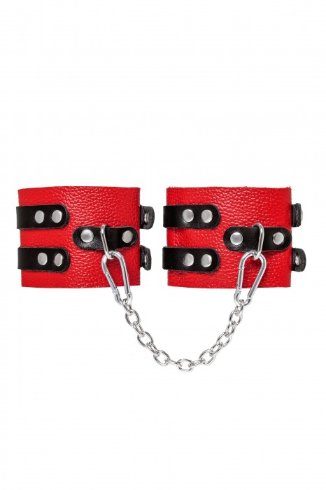 Красно-черные мягкие оковы с двумя ремешками с люверсами - Pecado - купить с доставкой в Петрозаводске