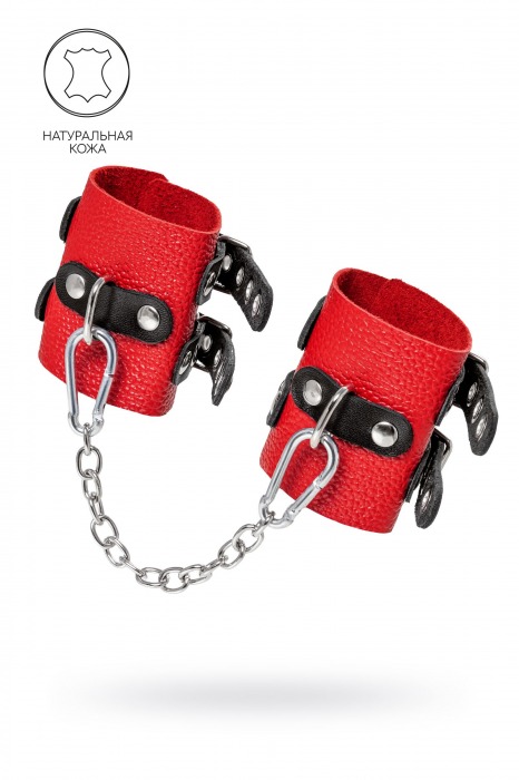 Красно-черные мягкие наручники с двумя ремешками с люверсами - Pecado - купить с доставкой в Петрозаводске