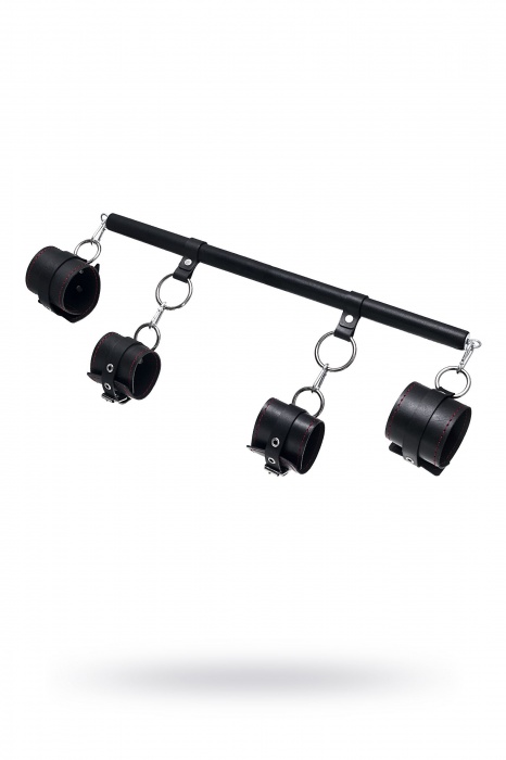 Черная распорка с 4 манжетами для рук и ног - Pecado - купить с доставкой в Петрозаводске