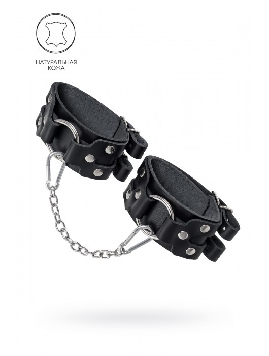 Черные кожаные оковы с двумя ремешками - Pecado - купить с доставкой в Петрозаводске