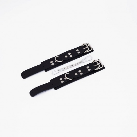 Черные кожаные наручники с регулируемыми ремешками - Crazy Handmade - купить с доставкой в Петрозаводске