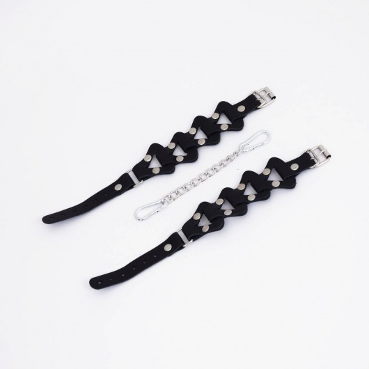 Черные кожаные оковы из звеньев - Crazy Handmade - купить с доставкой в Петрозаводске