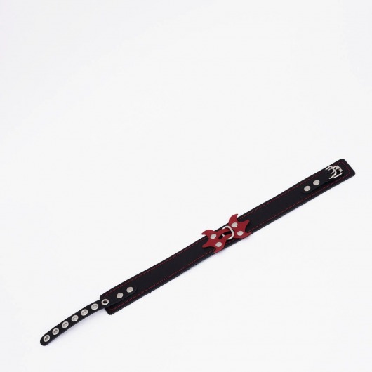 Черный ошейник с красным декором и строчкой - Crazy Handmade - купить с доставкой в Петрозаводске