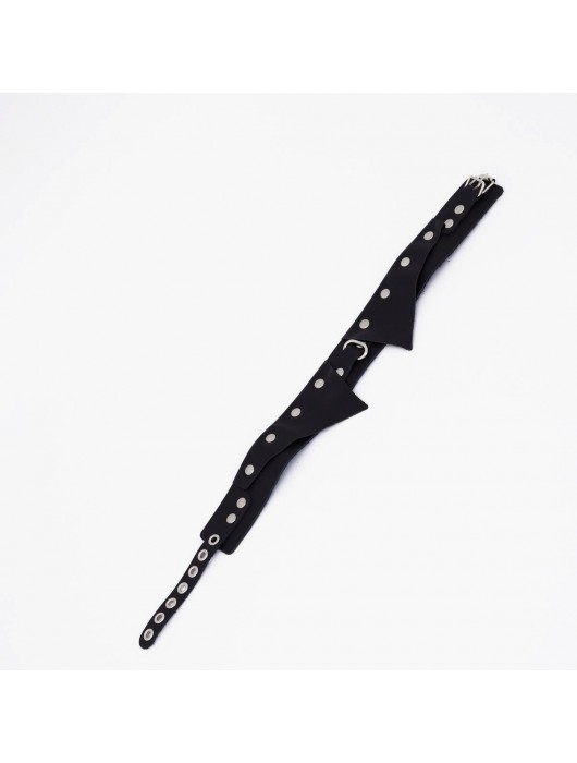 Черный однослойный кожаный ошейник с имитацией воротничка - Crazy Handmade - купить с доставкой в Петрозаводске