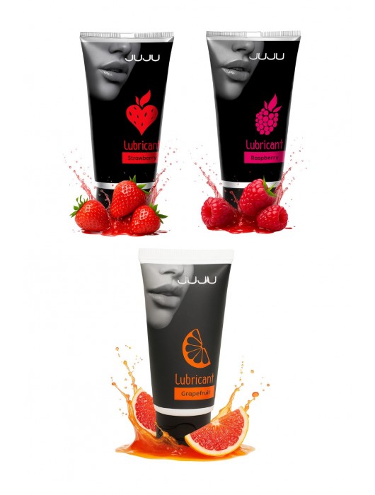 Набор из 3 съедобных лубрикантов JUJU (клубника, малина, грейпфрут) - JuJu - купить с доставкой в Петрозаводске