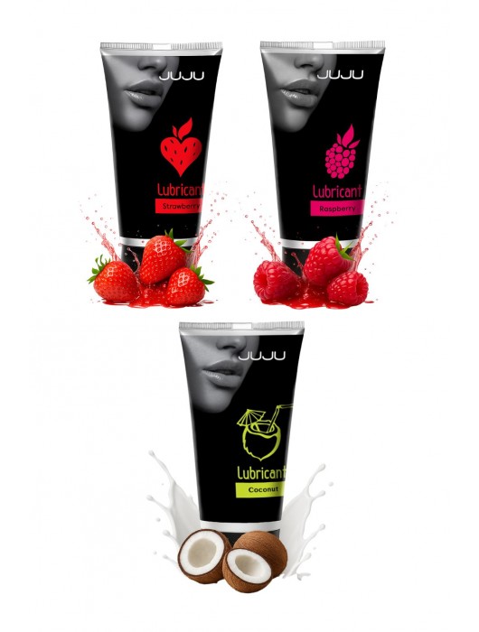 Набор из 3 съедобных лубрикантов JUJU (клубника, малина, кокос) - JuJu - купить с доставкой в Петрозаводске