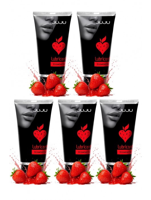 Набор из 5 съедобных лубрикантов JUJU со вкусом клубники - JuJu - купить с доставкой в Петрозаводске
