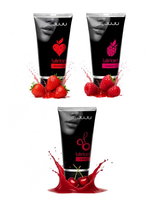 Набор из 3 съедобных лубрикантов JUJU (клубника, малина, вишня) - JuJu - купить с доставкой в Петрозаводске