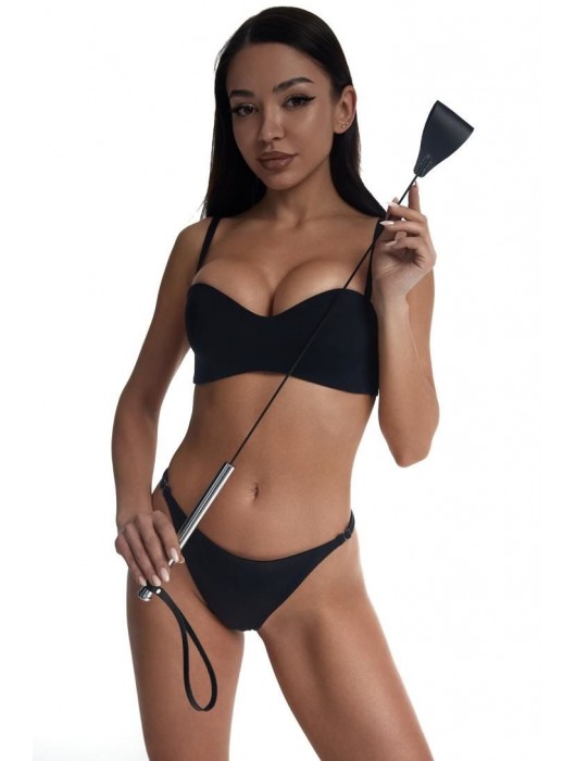 Стек с широким черным кожаным наконечником и металлической ручкой - 67 см. - Crazy Handmade - купить с доставкой в Петрозаводске