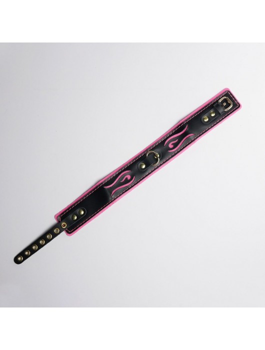 Черно-розовый ошейник с золотистой фурнитурой - Crazy Handmade - купить с доставкой в Петрозаводске