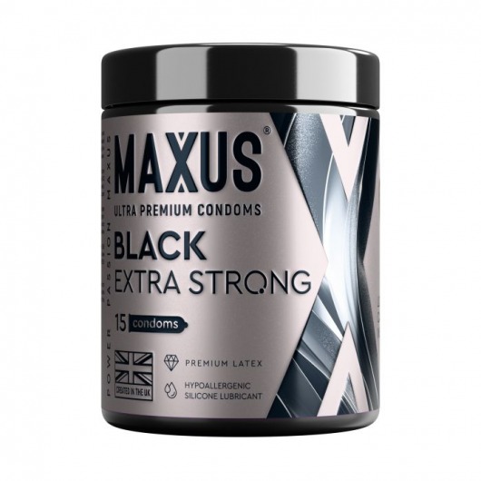 Черные утолщенные презервативы MAXUS Extra Strong с железным кейсом - 15 шт. - Maxus - купить с доставкой в Петрозаводске