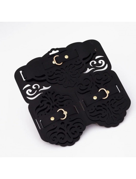 Фигурный набор для БДСМ-игр с узорами и золотистой фурнитурой - Crazy Handmade - купить с доставкой в Петрозаводске