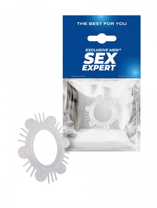 Эластичное эрекционное кольцо с шипиками и шариками - Sex Expert - в Петрозаводске купить с доставкой