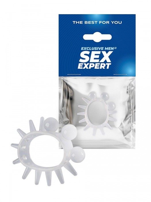 Эластичное эрекционное кольцо с шариками и лучами - Sex Expert - в Петрозаводске купить с доставкой