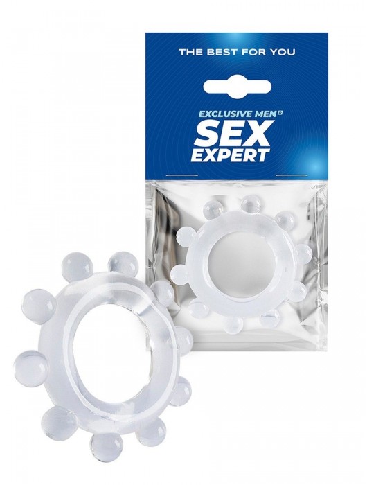 Прозрачное эрекционное кольцо со стимулирующими шариками - Sex Expert - в Петрозаводске купить с доставкой